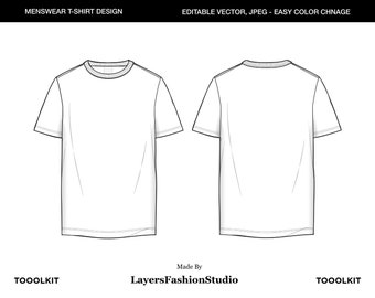 T-Shirt Vector Mockup: Fashion Illustrator Tech Pack (AI, JPEG)