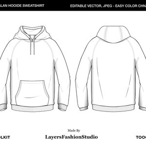 Hoodie Vector Mockup: Fashion Illustrator Tech Pack (AI, JPEG)