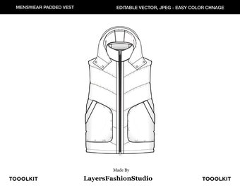 Vest Vector Mockup: Fashion Illustrator Tech Pack (AI, JPEG)