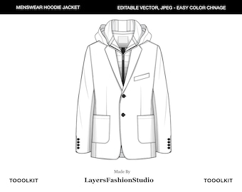 Hoodie Blazer Fashion Sketch: Vector Design (AI, JPEG)
