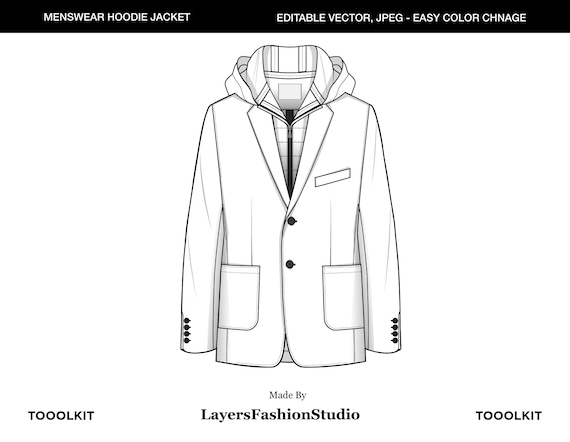 Hoodie Jacket Fashion Flat Sketch Schizzo Tecnico Di Moda Blazer Outdoor Sketch Fashion Design Etsy Canada