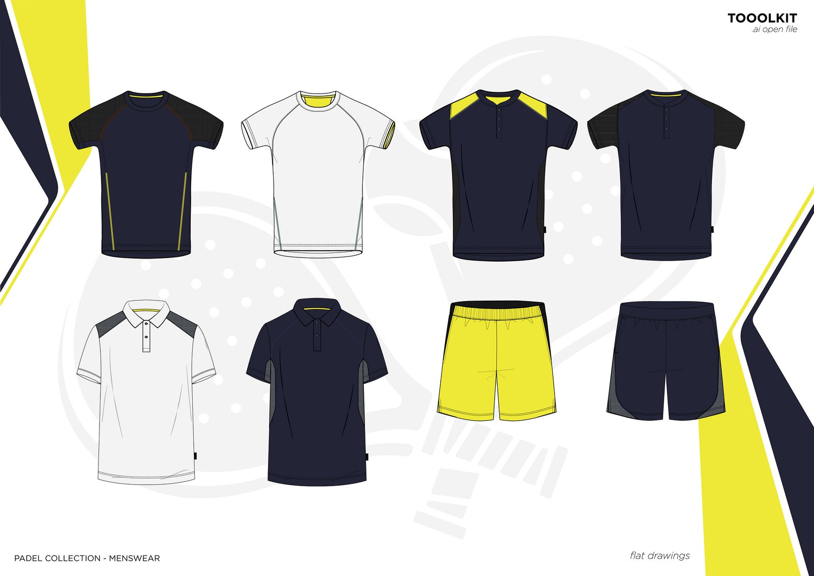 Sportswear Vector Mockup Pack Template Fashion Illustrator Tech Pack