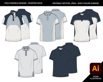 Polo Shirt Fashion Sketch Templates: Vector Tech Pack (AI, JPEG)