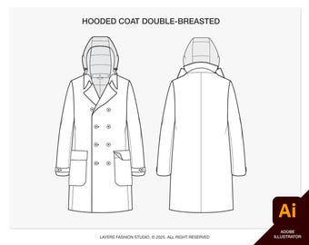 Editable HOODED COAT Tech Pack: AI Vector Flat Sketch (Digital Download)