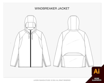 Running Jacket Vector Mockup: Fashion Illustrator Tech Pack