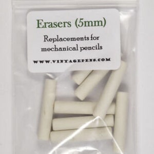 Replacement erasers for mechanical pencils, 5 mm diameter, 8 pieces