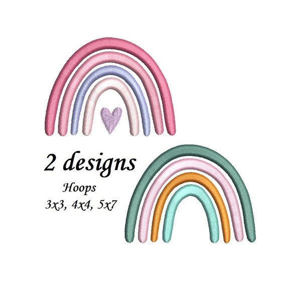 Boho Rainbow Embroidery Design - 2 designs instant download