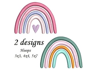 Boho Rainbow Embroidery Design - 2 designs instant download