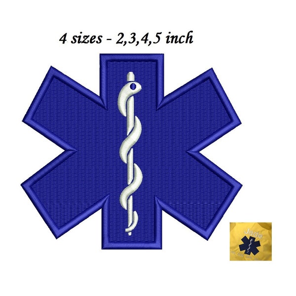 Paramedic Embroidery Design - 4 sizes instant download EMT Paramedic logo star of life embroidery
