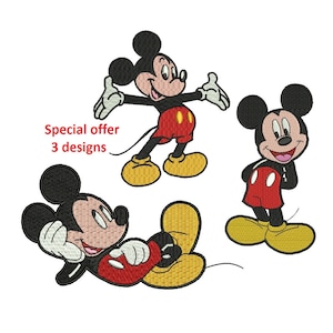 Mickey Mouse Embroidery Design - 3 designs Instant Download