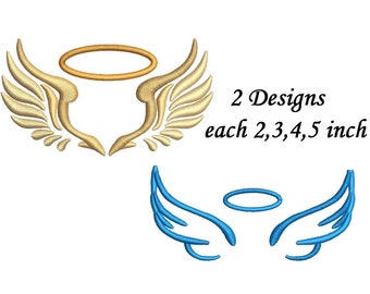 Angel Wings Borduurontwerp - 2 ontwerpen 4 maten elk machineborduurwerk INSTANT DOWNLOAD