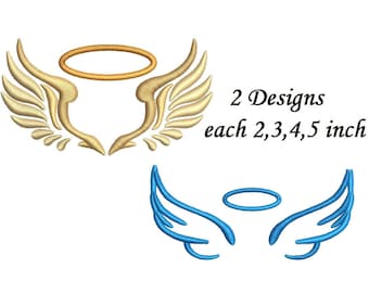 Angel Wings Borduurontwerp - 2 ontwerpen 4 maten elk machineborduurwerk INSTANT DOWNLOAD