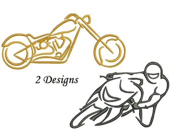 Motorcycle Embroidery Design - Outline only - 3,4,5,6,7 inch size - motorbike bike embroidery design - instant download