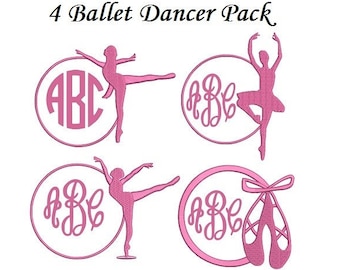 Ballet Embroidery Design in 2 Sizes each - INSTANT DOWLOAD - Ballet Dancer Embroidery - Ballet Dancer Monogram