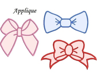 Bow Applique Design set of 3 - 3 sizes each Instant Download