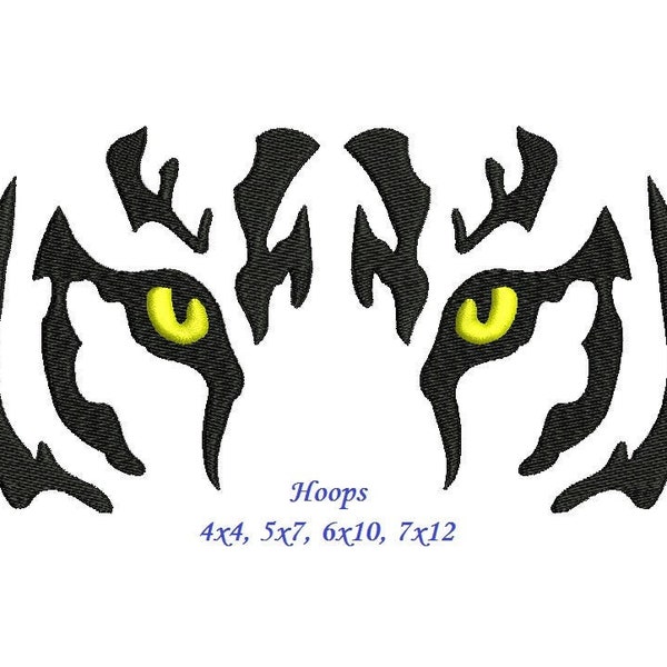 Tiger eyes Embroidery Design - 4,5,6,7 inch size - instant download