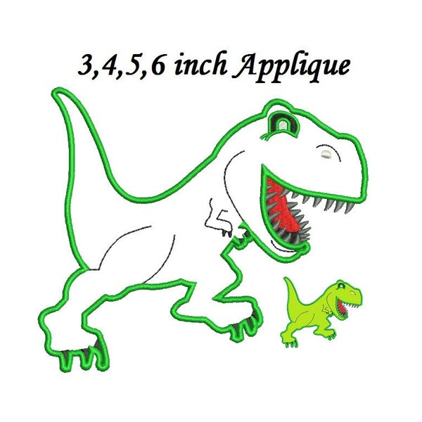 Dinosaur Applique Embroidery Design,Dinosaur embroidery T-rex Dinosaur Applique - 4 sizes instant download