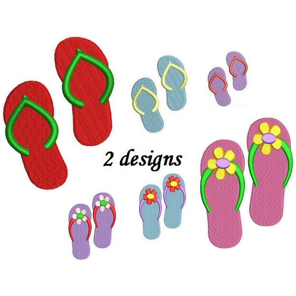 Flip Flops Embroidery Design - 2 designs multiple sizes Instant Download