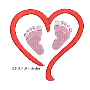 Baby Feet Embroidery Design - 4 sizes Instant Download