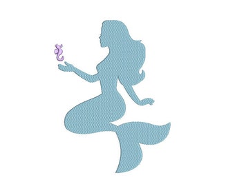 Mermaid Embroidery Design - 3 sizes instant download