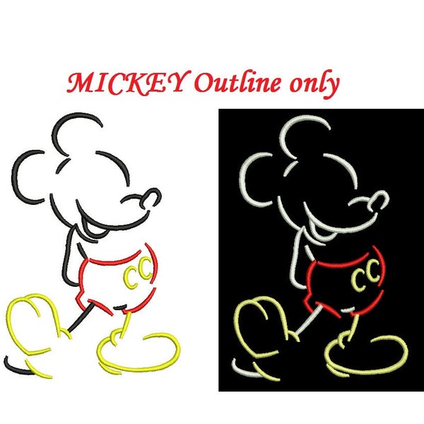 Mickey Mouse Applique Design - alleen omtrek - ideaal voor borduur beginners - INSTANT DOWNLOAD