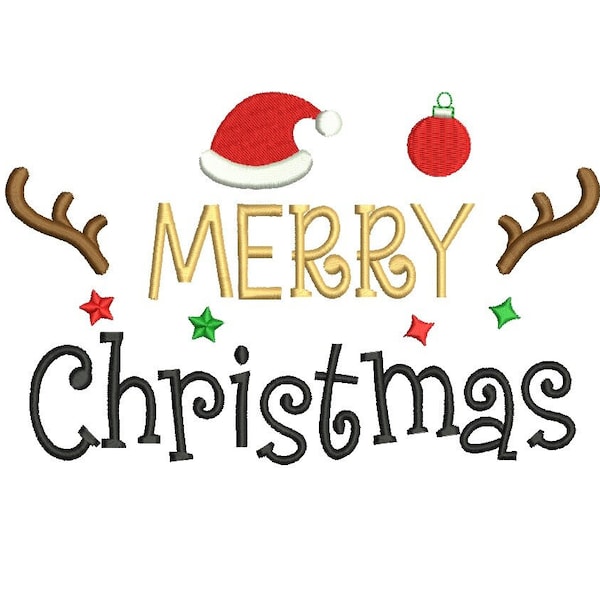 Merry Christmas Embroidery Design - 4 sizes instant download