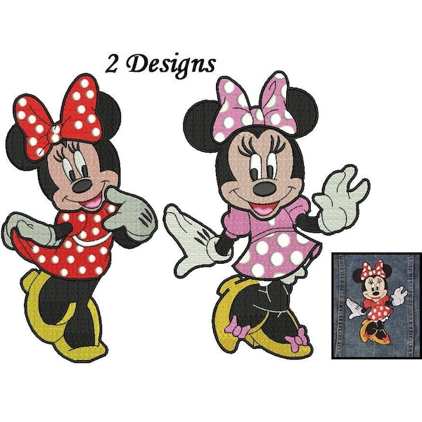 Minnie Maus Stickdatei - 2 Designs Sofort Download plus 2 Bonusdateien
