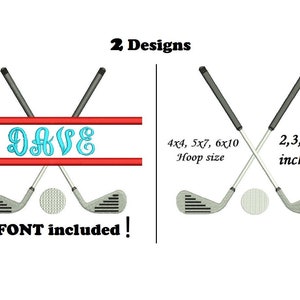 Golf Embroidery Design, 2 designs Golf Club Embroidery Design, Golf Clubs Embroidery instant download