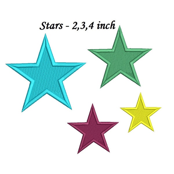 Star Embroidery Design - 3 sizes 4 colors star embroidery - star Instant Download