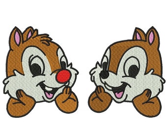 Chip and Dale Embroidery Designs - 3,4,5,6 inch size each instant download