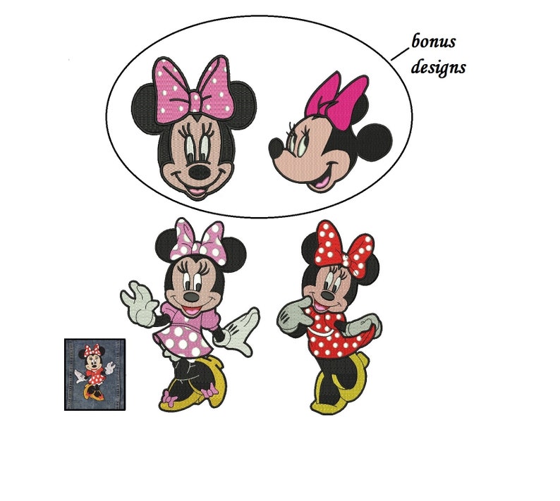 Minnie Mouse Embroidery Design 2 designs Instant Download plus 2 bonus files image 9