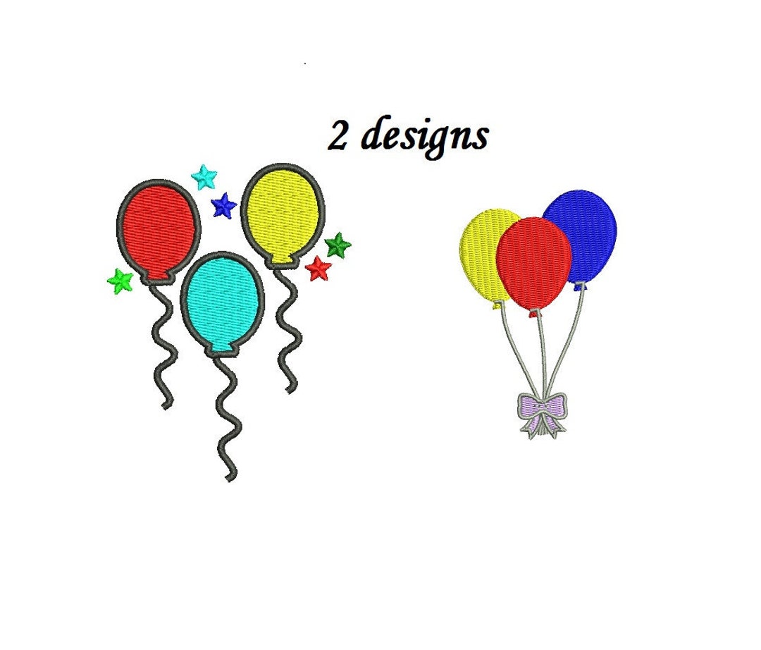 Balloons Embroidery Design 2 Designs Instant Download Birthday Balloons