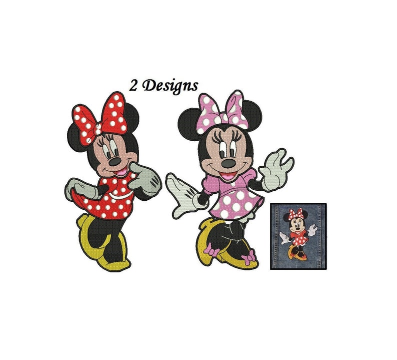 Minnie Mouse Embroidery Design 2 designs Instant Download plus 2 bonus files image 1