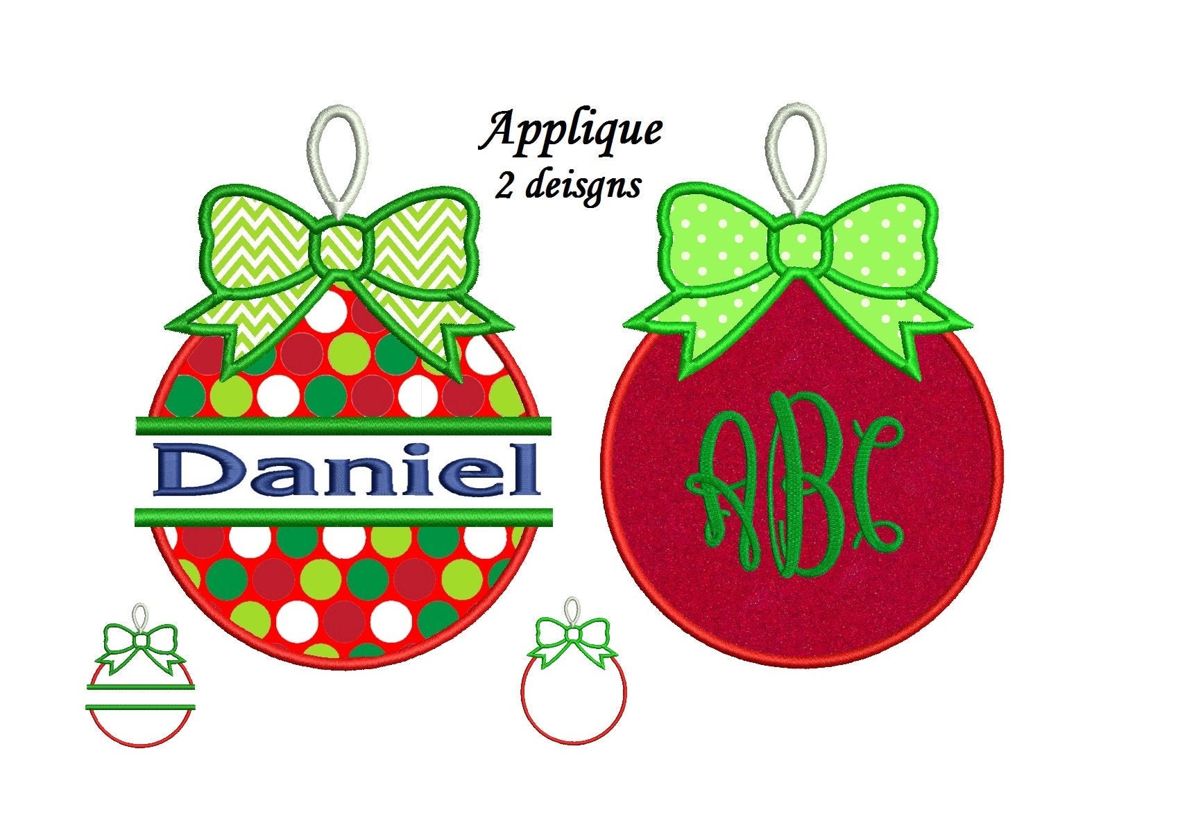 Christmas Ornament Embroidery Design - applique + Fill Christmas Ornament - Machine Embroidery 4x4, 5x7, 6x10 hoops