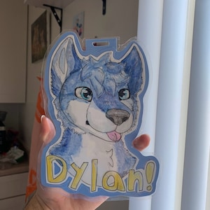 CUSTOM furry badges - traditional fursona headshot badges