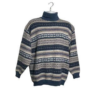 TT & CO Vintage Mens Cotton Turtleneck Knit Sweater Size XL