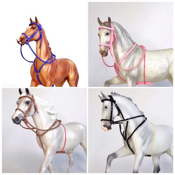 Breyer Traditional 1:9 Scale Model Horse Tack Martingale/Breastplate + Bridle Handmade *Choose Colour*