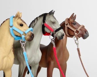 Schleich CollectA Papo 1:24 Scale Model Horse Tack Halter and Lead Rope Headcollar Handmade *Choose Colours*