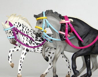 Schleich CollectA Papo 1:24 Scale Model Horse Tack Bridle Handmade *Choose Colours*