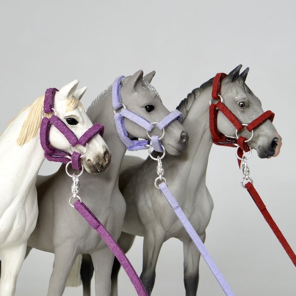 Schleich CollectA Papo 1:24 Scale Model Horse Tack Halter and Lead Rope Headcollar Handmade *Choose Colours*