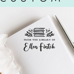 Timbro Ex Libris personalizzato floreale, timbro Ex libris femminile, timbro libro Boho, timbro biblioteca, regalo per amanti dei libri -1201110720-