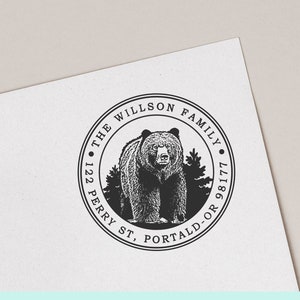 Timbro indirizzo di ritorno dell'orso del Nord America, timbro indirizzo dell'orso, francobollo postale del cactus animale della foresta, timbro indirizzo della foresta, timbro regalo 1724211221a-