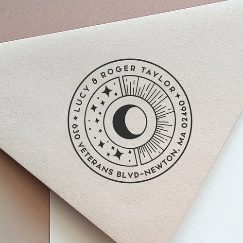 Moon Phases Return Address Stamp Astronomy Address Stamp Etsy