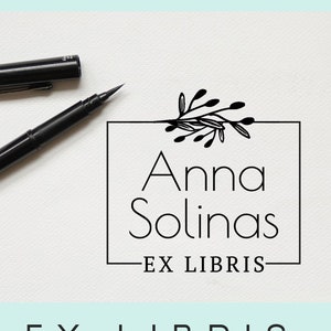 Sello cuadrado personalizado Ex Libris, sello botánico personalizado para libros, sello personalizable para biblioteca, idea de regalo para amantes de los libros -1347060819-