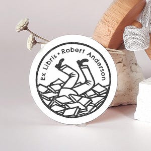 Swimming in the Books Custom Bookplate Custom  Ex libris Stamp Book Lovers Gift, Customizable Bookplate Book Lover Gift Personal Library