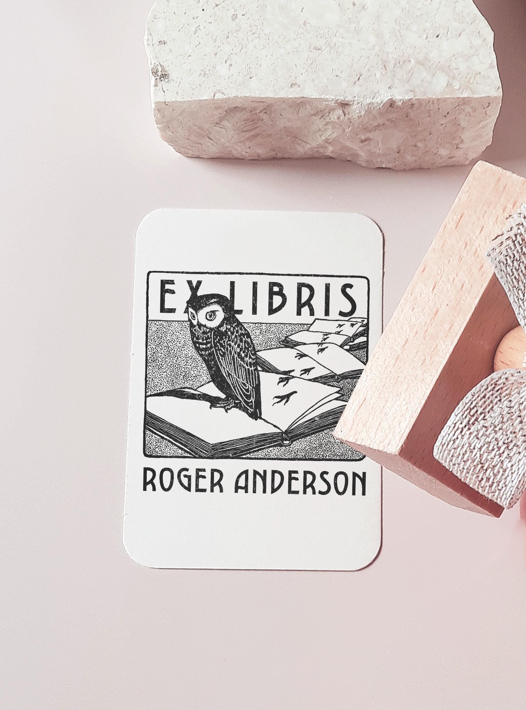 Owl Custom Ex Libris Stamp for Book Lover Gif Idea for Bibliophile Custom Stamp Gift for Reader Love