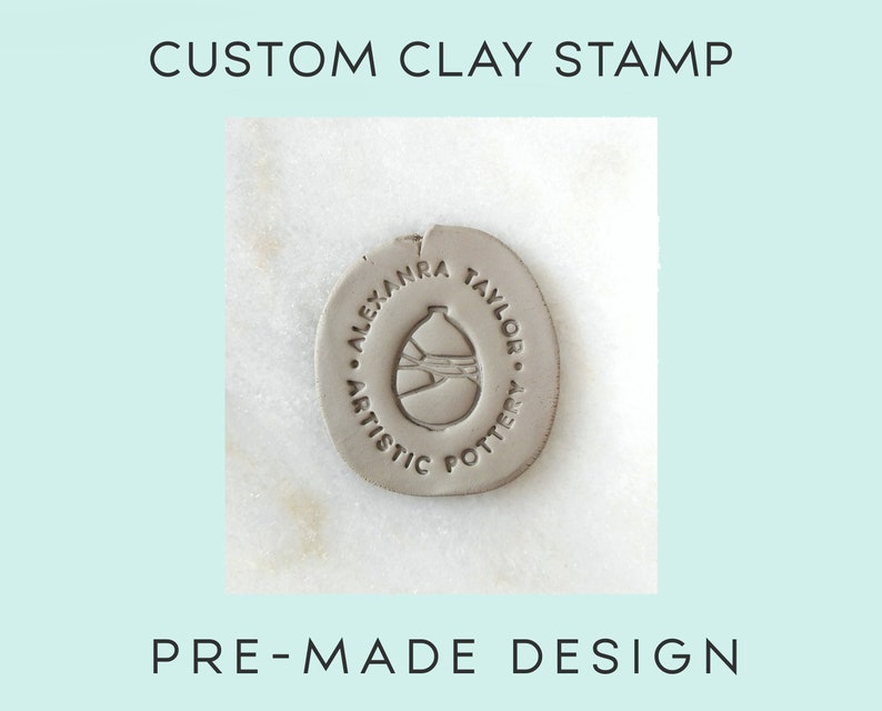 Customizable Premade Design Pottery Stamp Custom Clay Logo Etsy