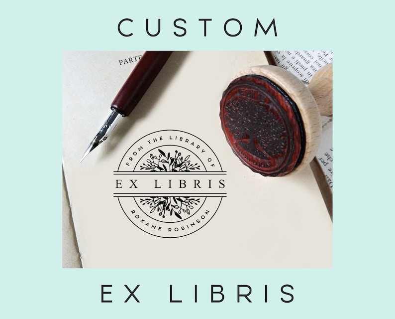 Custom Ex Libris Stamp Personalizable Library Stamp Etsy