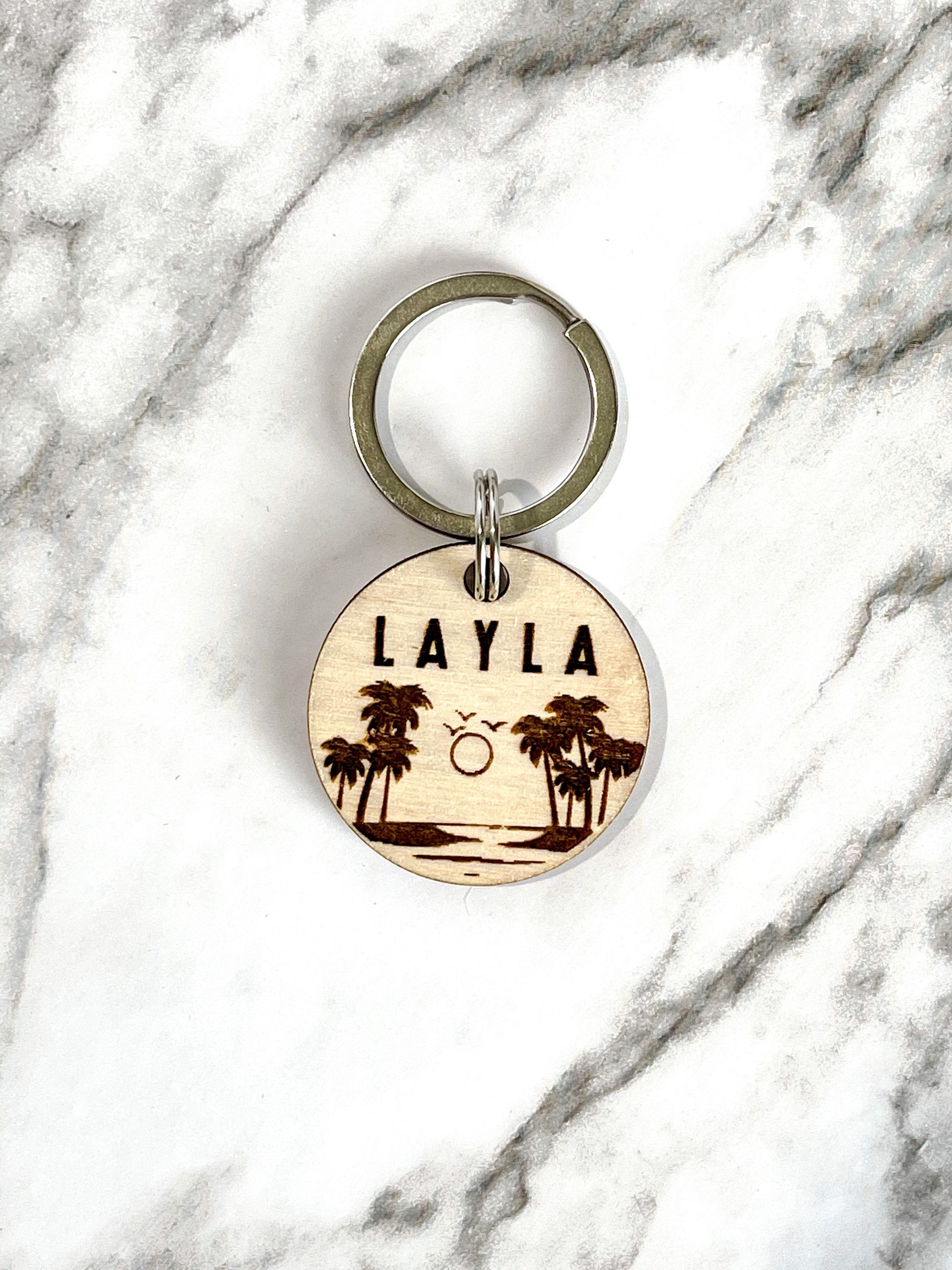 Custom Dog Name Tag Mountain Theme Beach Theme Pet ID Tag