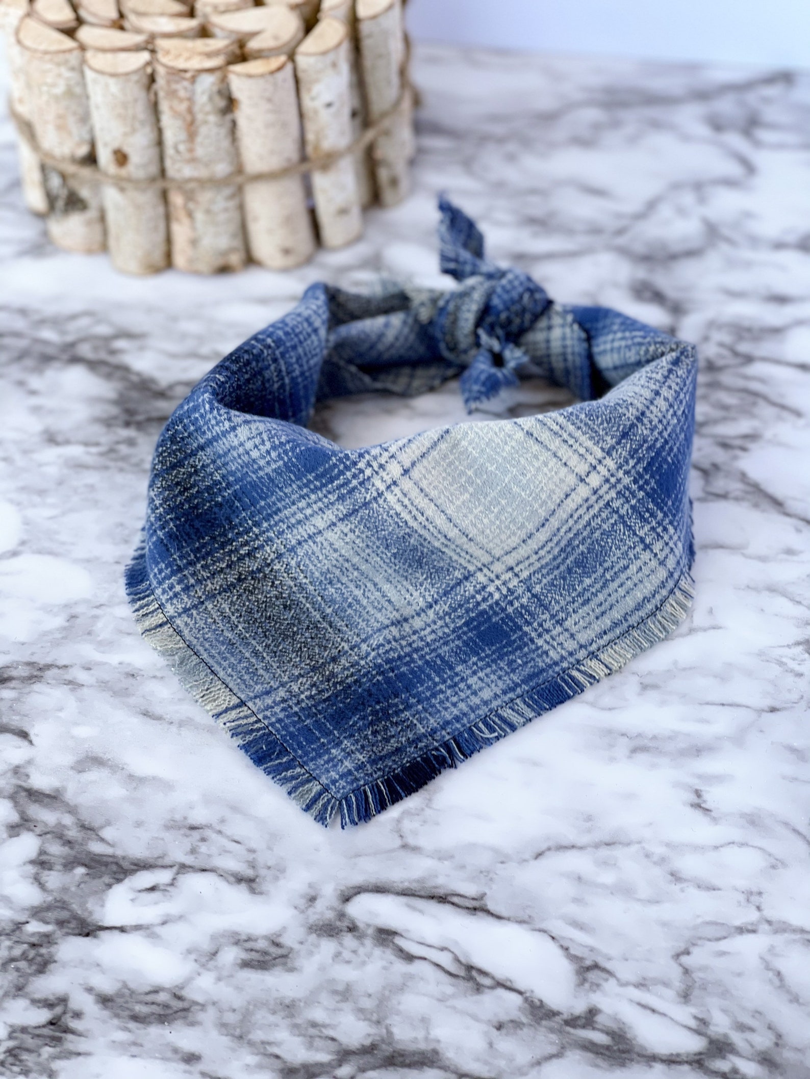 Handgemaakte Plaid Bandana Frayed Dog Bandana Blue Plaid Etsy